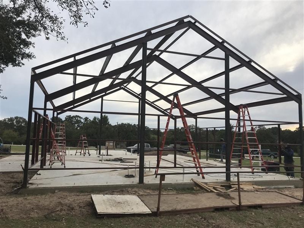 Showing a barndominium under construction