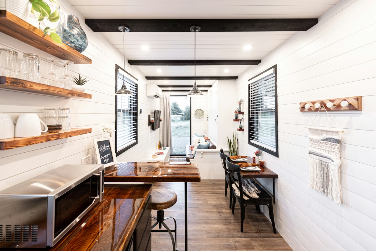 The interior of a container home