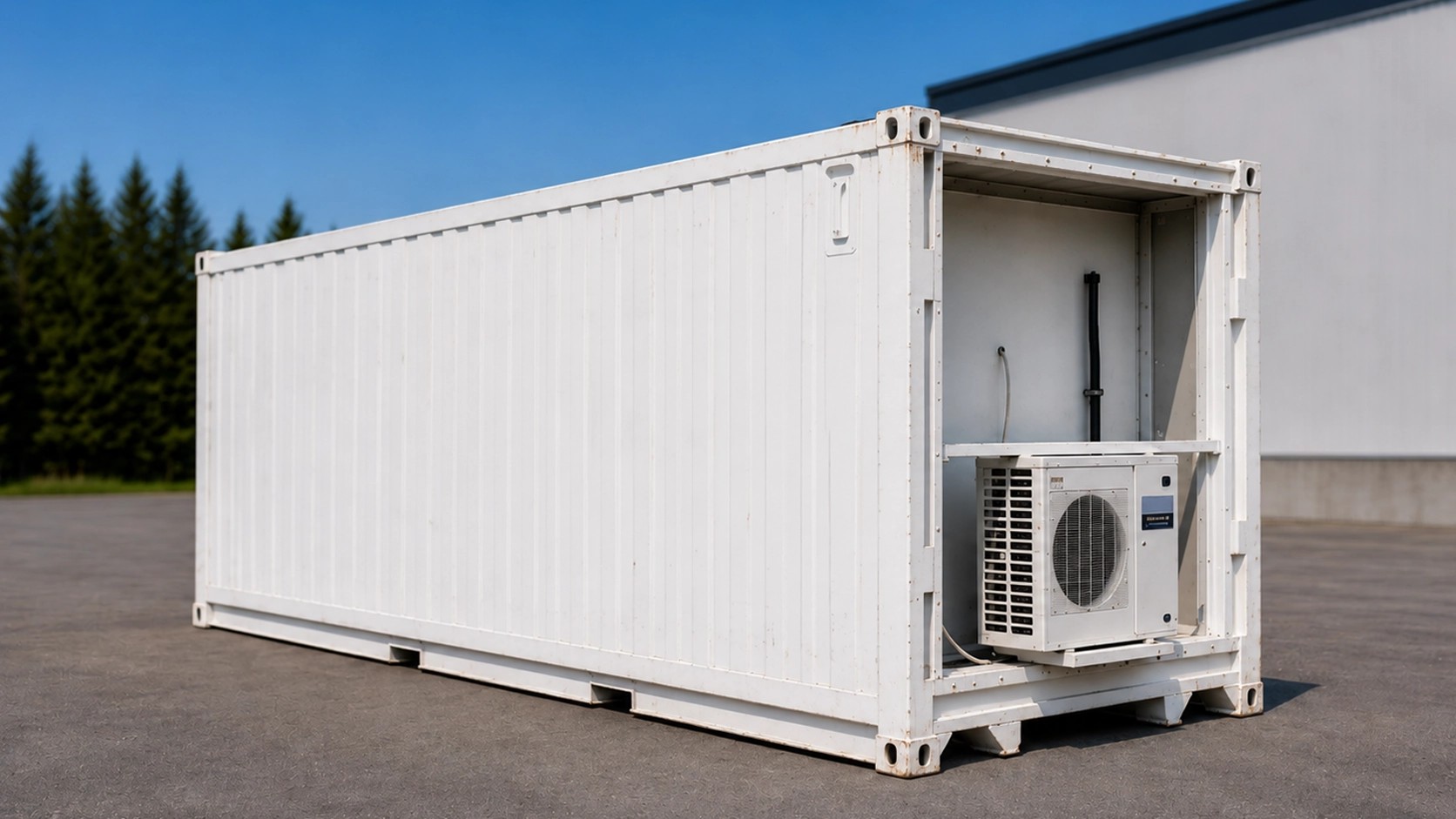 20ft single-phase medium temp refrigerated container at the yard