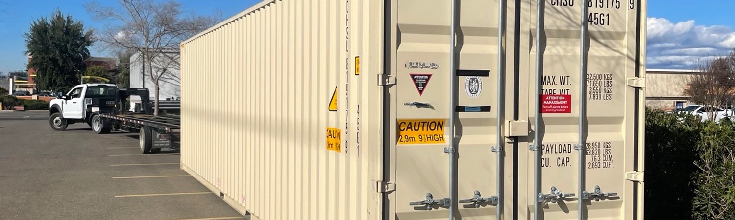 Beige container on the street
