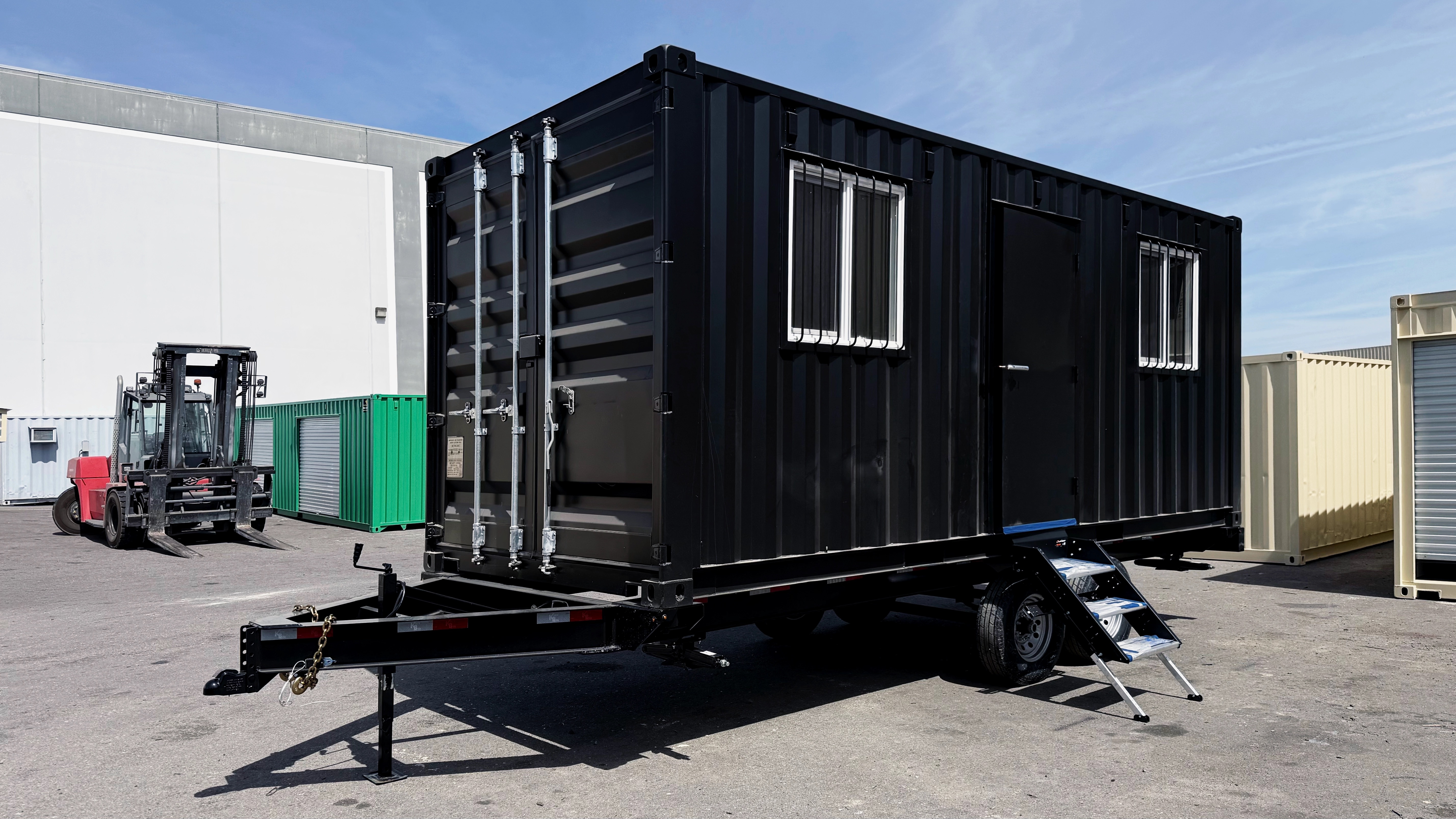 Black office container outside