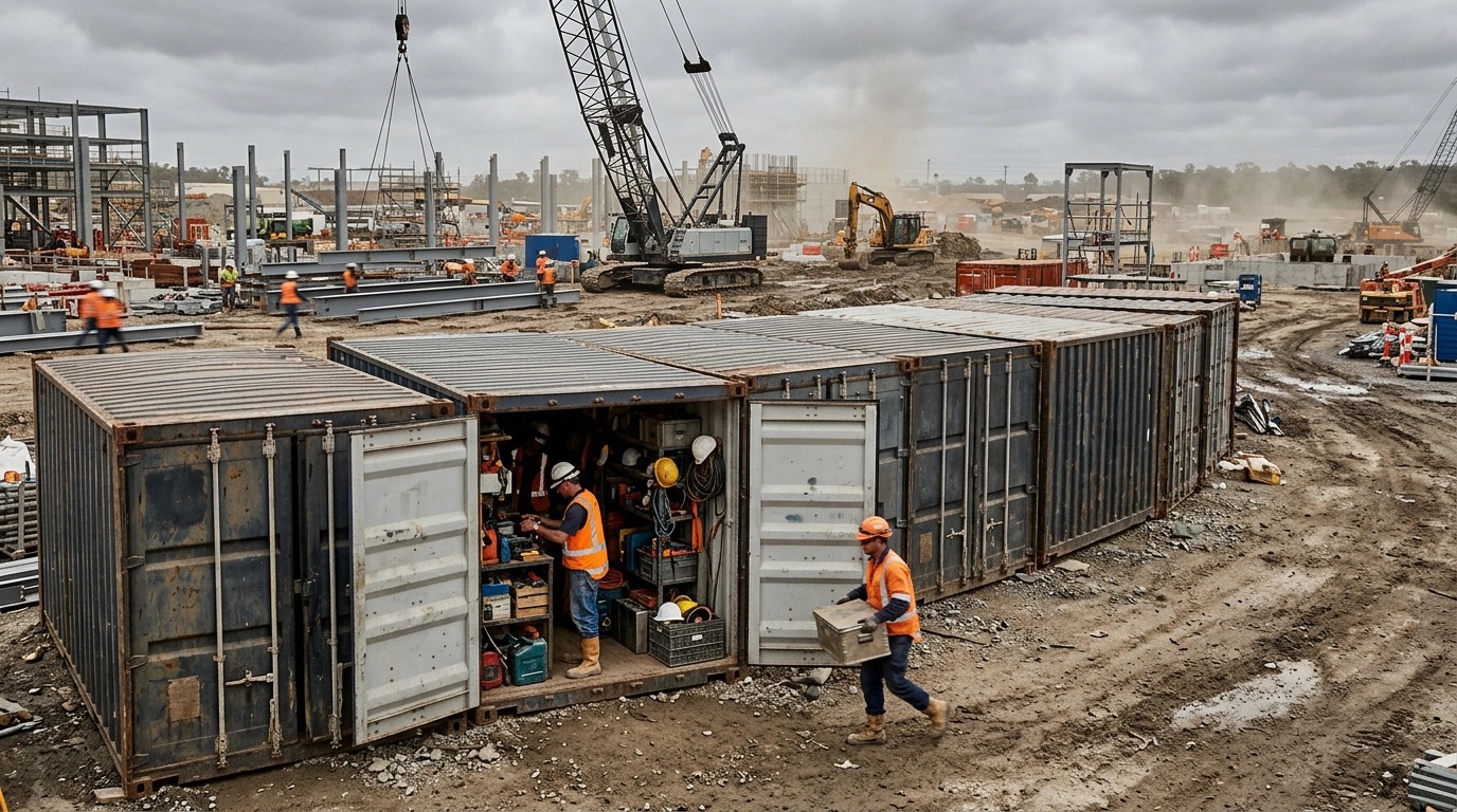 Container at the construction site
