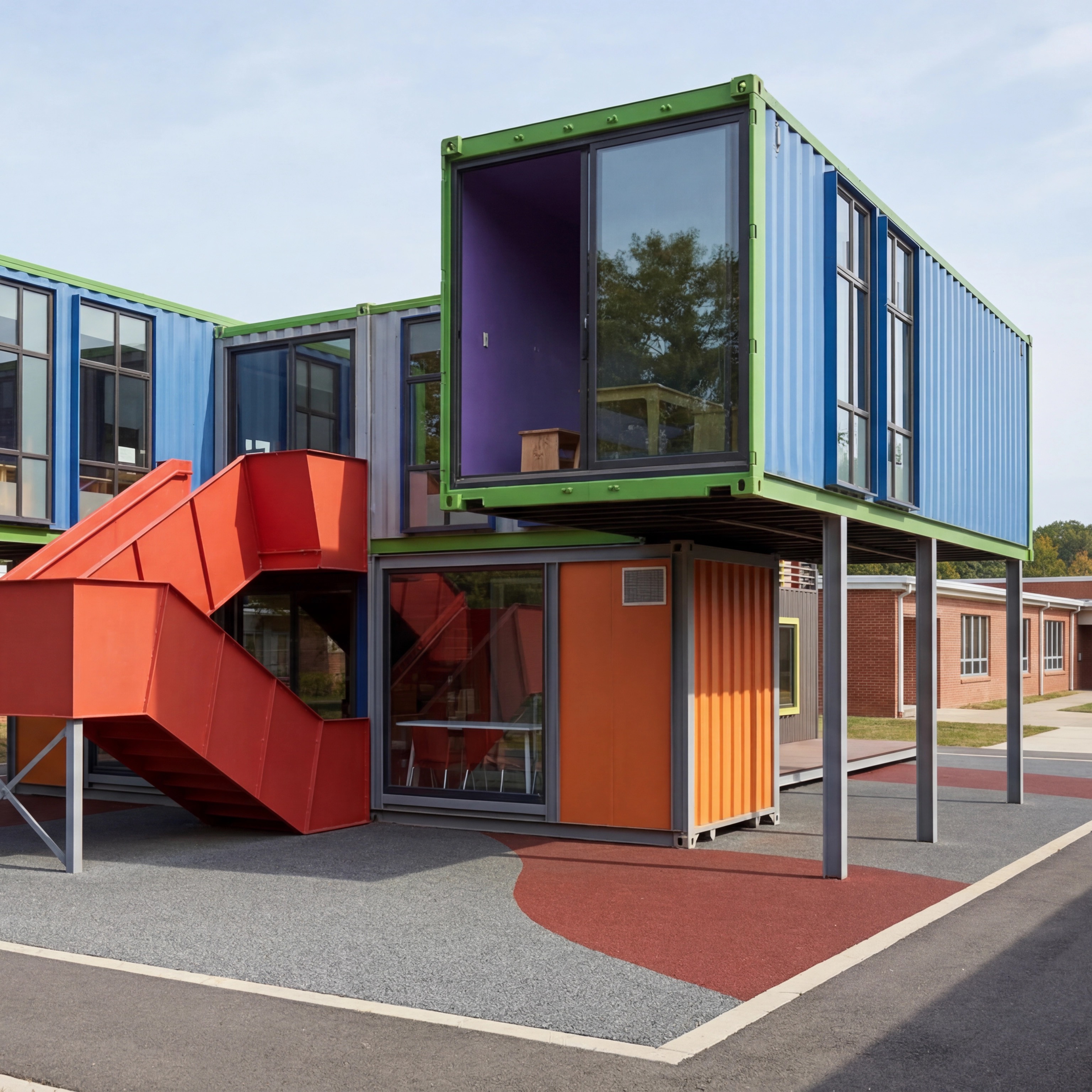 School building constructed from containers