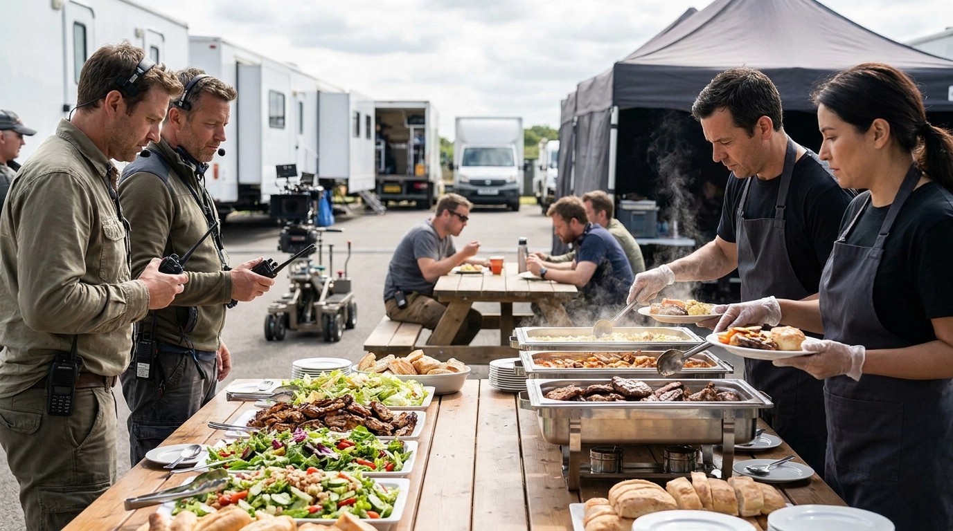 Catering setup on a film production set