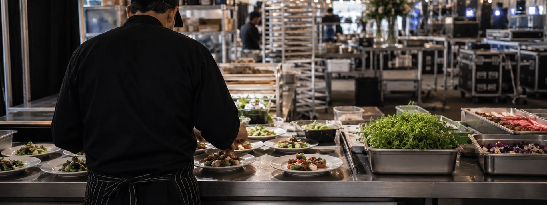 Catering event with refrigerated cold storage on site