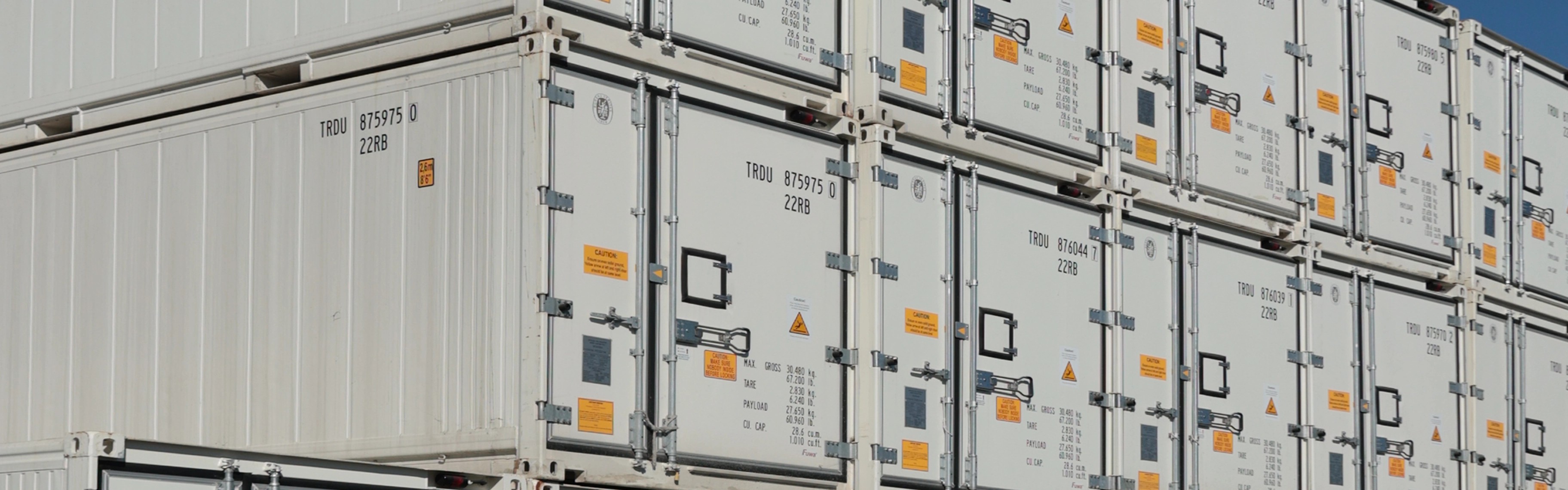 Stack of refrigerated containers for food and beverage cold storage
