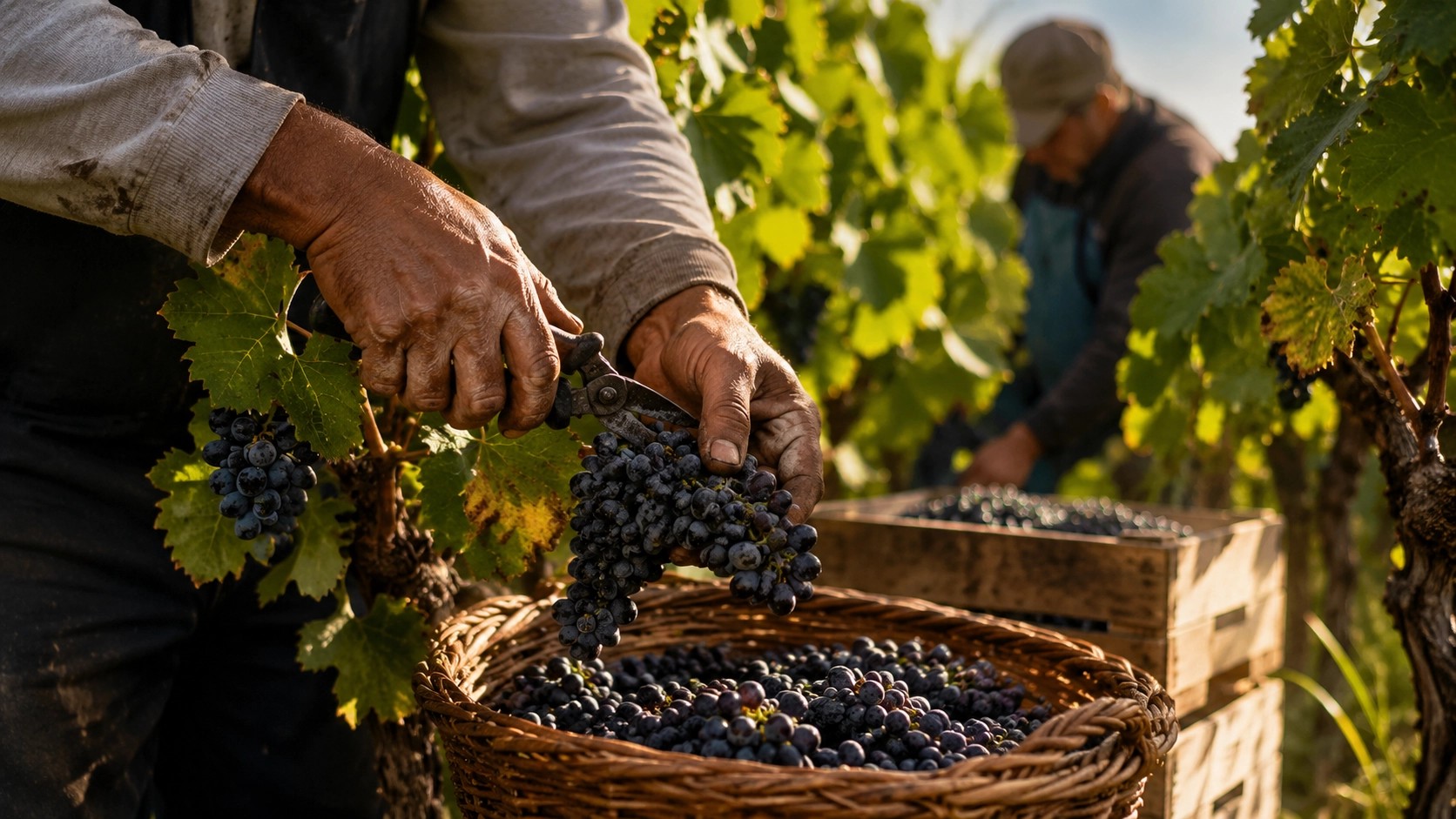 Grape harvest at a vineyard