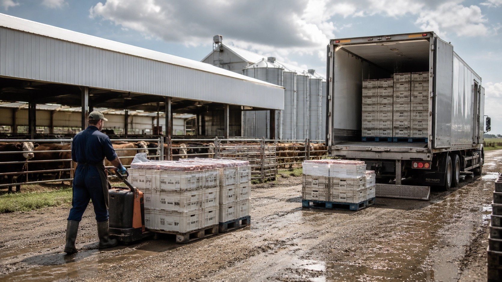 Loading agricultural pallets for cold transport