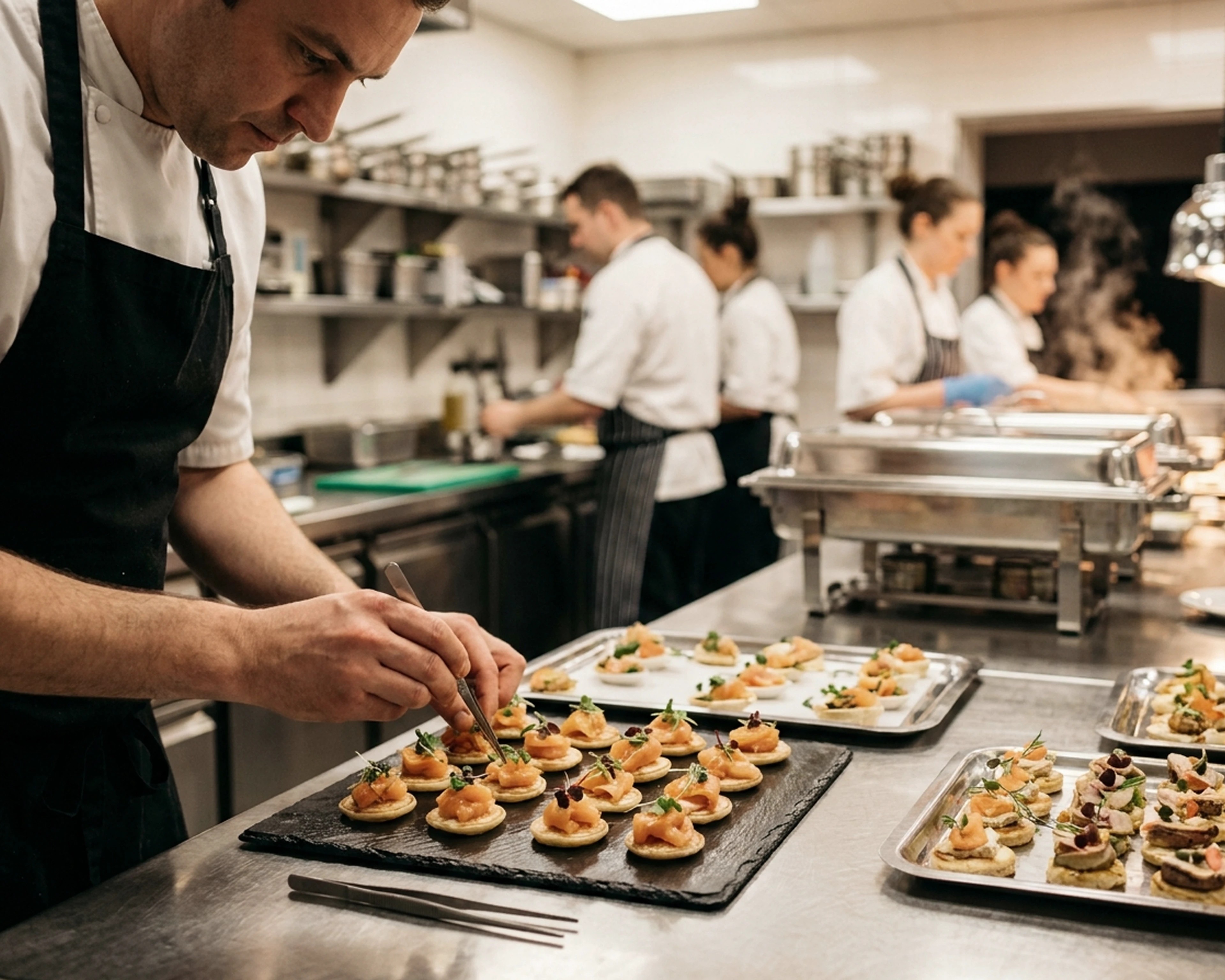 Chef preparing dishes for an event catering service