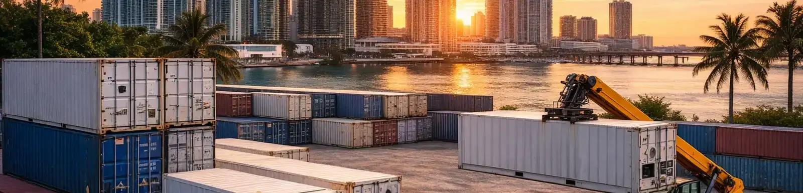 Miami, Florida image generated by AI with refrigerated containers  