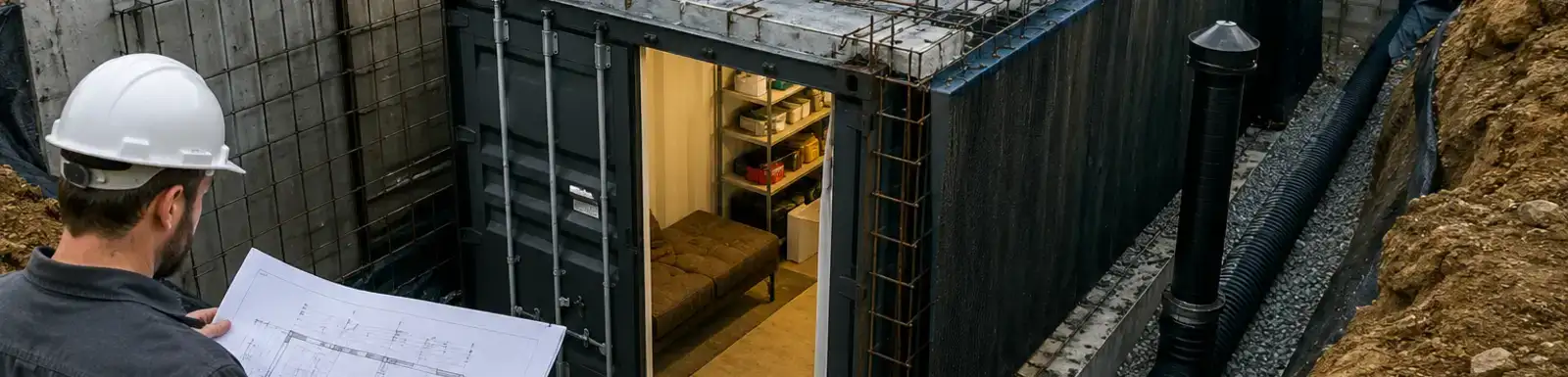 image of bunker from shipping container 