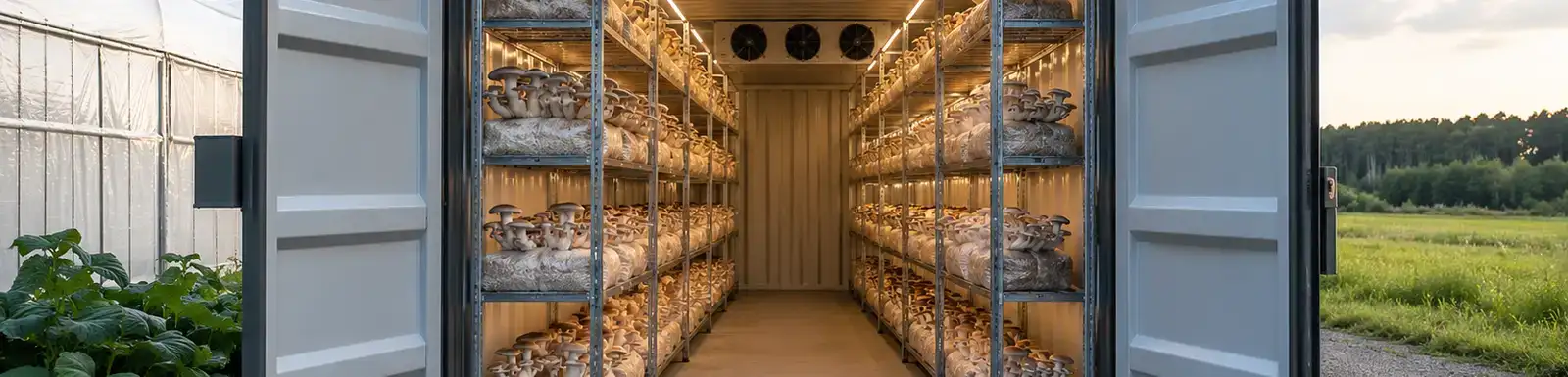 Mushrooms grown in shipping container