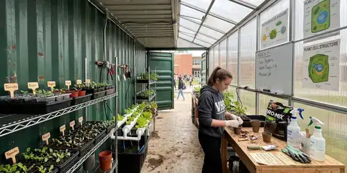 Container greenhouse for schools