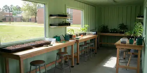 Container greenhouse for schools