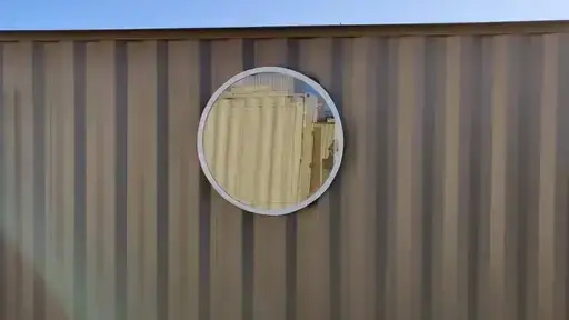 round window in shipping container