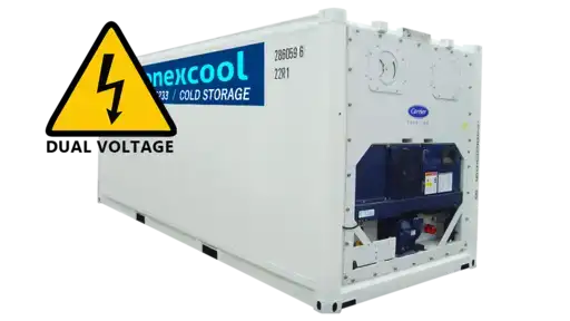 Rental 20ft Standard Refrigerated ISO Container Dual Voltage 208-230 V 3 Ph 50 Amp / 408-480 V 3 Ph 25 Amp