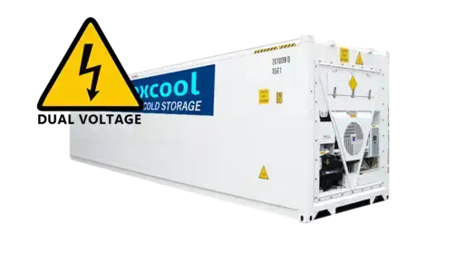 Rental 40ft High Cube Refrigerated ISO Container Dual Voltage 208-230 V 3 Ph 50 Amp / 408-480 V 3 Ph 25 Amp