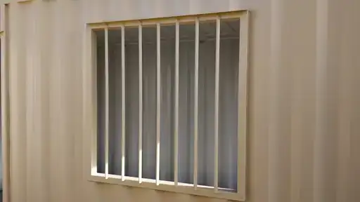 Window security bars for storage containers for sale