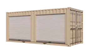 20ft New Storage Container w/ Two 8ft Roll-up Doors on Right Side