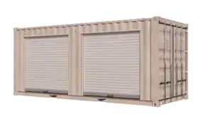 20ft Refurbished Storage Container w/ Two 7ft Roll-up Doors on Left Side