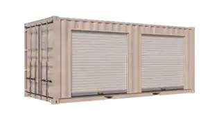 20ft Refurbished Storage Container w/ Two 7ft Roll-up Doors on Right Side