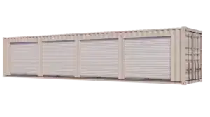 40ft Refurbished Storage Container w/ Four 8ft Roll-up Doors on Left Side