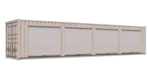 40ft Refurbished Storage Container w/ Four 8ft Roll-up Doors on Right Side
