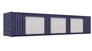 40ft Used Storage Container w/ Three 8ft Roll-up Doors on Right Side