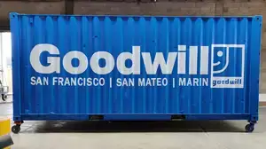 Goodwill shipping container blue sign logo San Francisco San Mateo Marin