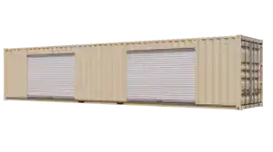 40ft New Storage Container w/ Two 10ft Roll-up Doors on Left Side