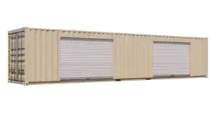 40ft New Storage Container w/ Two 10ft Roll-up Doors on Right Side