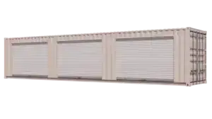 40ft Refurbished Storage Container w/ Three 8ft Roll-up Doors on Left Side