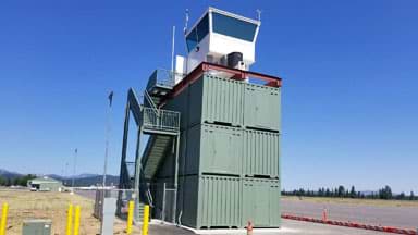 Airport tower out of shipping containers